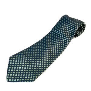 J. Crew Men's Navy with Green Diamond Dot Pattern 100% Silk Tie